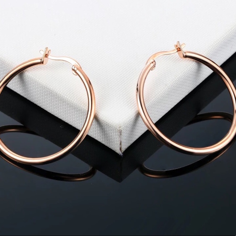 18k Rose Gold Plated Hoops